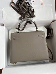 Kitlife Hermes Kelly Epsom leather grey gold buckle - 28x25cm - 3