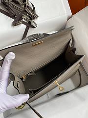 Kitlife Hermes Kelly Epsom leather grey gold buckle - 28x25cm - 2