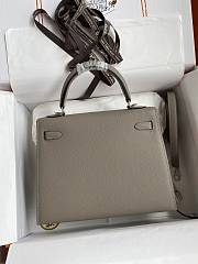 Kitlife Hermes Kelly Epsom leather grey silver buckle - 28x25cm - 3