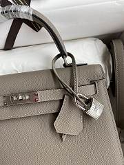 Kitlife Hermes Kelly Epsom leather grey silver buckle - 28x25cm - 2