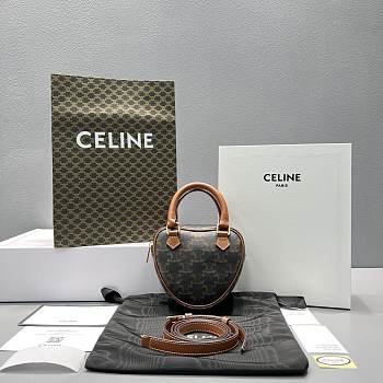 Kitlife Celine MEDIUM HEART IN TRIOMPHE CANVAS AND CALFSKIN TAN - 60197 - 14.5x12x5cm