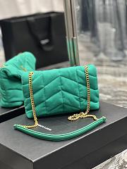 Kitlife YSL Loulou Puffer Linen Green Bag - 23×15.5×5.8cm - 2