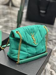 Kitlife YSL Loulou Puffer Linen Green Bag - 29×17×11cm - 4