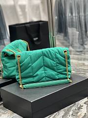 Kitlife YSL Loulou Puffer Linen Green Bag - 29×17×11cm - 5