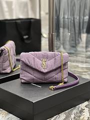 Kitlife YSL Loulou Puffer Linen Purple Bag - 23×15.5×5.8cm - 1