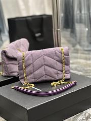 Kitlife YSL Loulou Puffer Linen Purple Bag - 23×15.5×5.8cm - 6