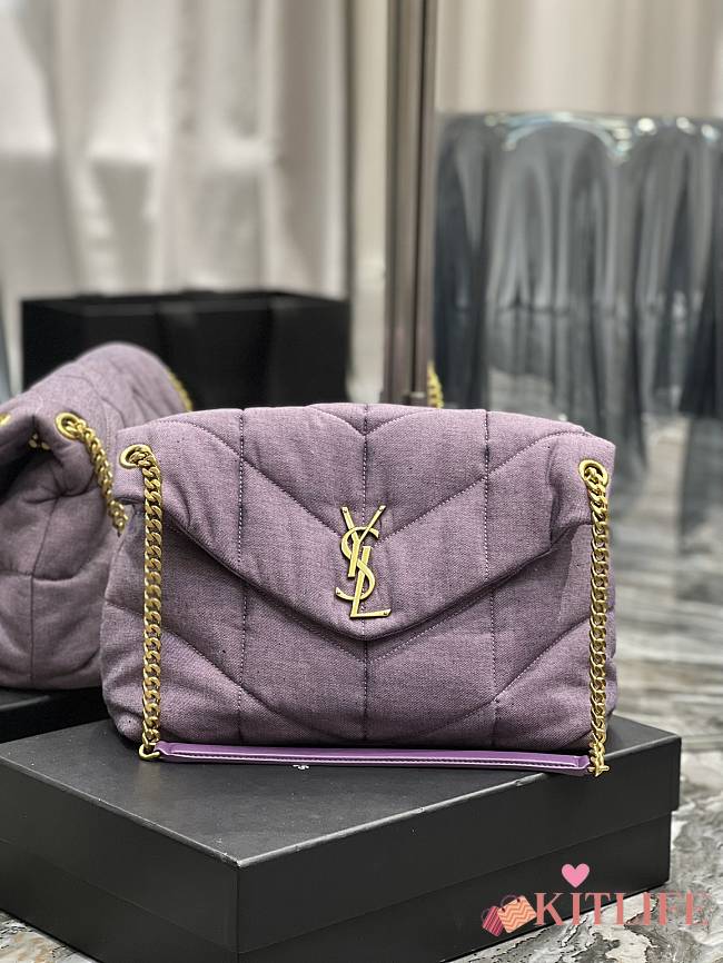 Kitlife YSL Loulou Puffer Linen purple Bag - 35×23×13.5cm - 1