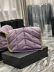 Kitlife YSL Loulou Puffer Linen purple Bag - 35×23×13.5cm - 6