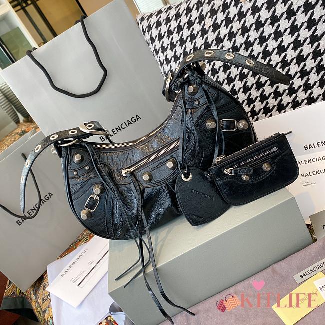 Kitlife Balenciaga Le Cagole Leather Shoulder Bag Black - 33×9×16cm - 1