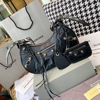 Kitlife Balenciaga Le Cagole Leather Shoulder Bag Black - 33×9×16cm