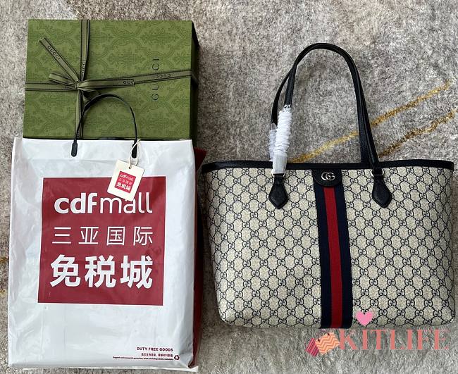 Kitlife Gucci Ophidia Blue GG Medium Tote - 631685 - 38x28x14cm - 1