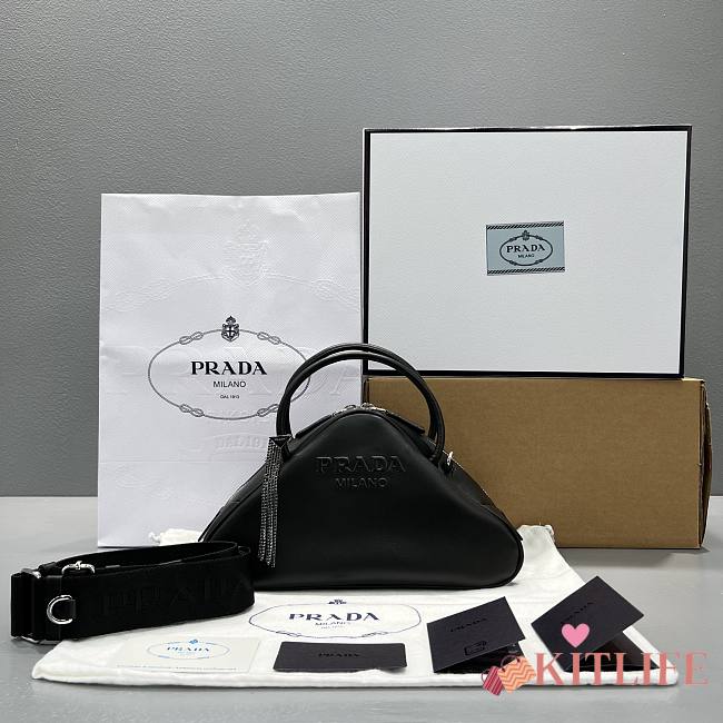 Kitlife Prada Black Leather Triangle bag - 1BB082 - 26x15x12cm - 1