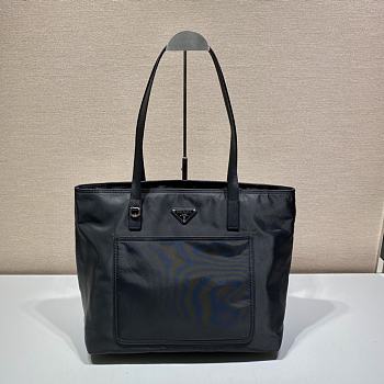 Kitlife Prada Re-Nylon black tote bag farbic leather - 1BG05 - 35x29x15.5cm