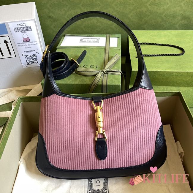 Kitlife Gucci Jackie 1961 small shoulder bag pink corduroy -  ‎636706 - 28x19x4.5c - 1