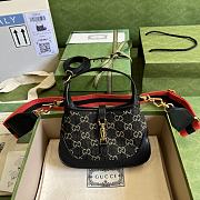 Kitlife Gucci Jackie 1961 small shoulder bag Black and ivory GG denim jacquard - ‎ ‎678843 - 19 x 13x 3cm - 1