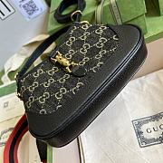 Kitlife Gucci Jackie 1961 small shoulder bag Black and ivory GG denim jacquard - ‎ ‎678843 - 19 x 13x 3cm - 5