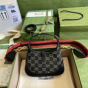 Kitlife Gucci Jackie 1961 small shoulder bag Black and ivory GG denim jacquard - ‎ ‎678843 - 19 x 13x 3cm - 3