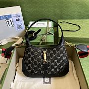 Kitlife Gucci Jackie 1961 small shoulder bag Black and ivory GG denim jacquard - ‎ ‎678843 - 28x 19x 4.5cm - 1