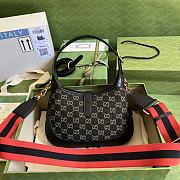 Kitlife Gucci Jackie 1961 small shoulder bag Black and ivory GG denim jacquard - ‎ ‎678843 - 28x 19x 4.5cm - 4