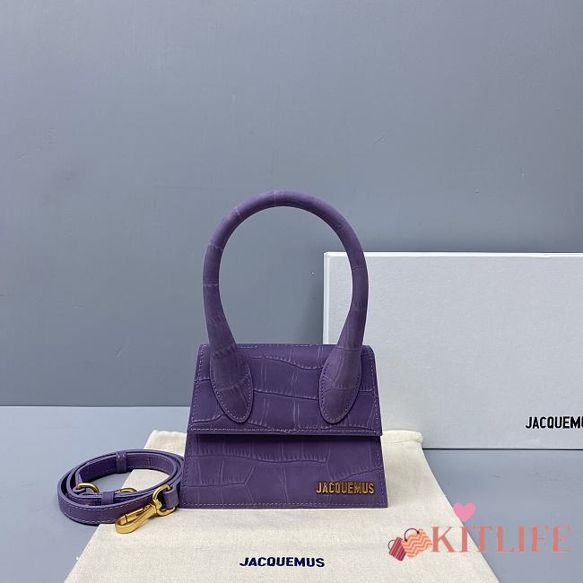 Kitlife Jacquemus Le Chiquito Signature croco Top handle bag purple - 18x15.5x8cm - 1