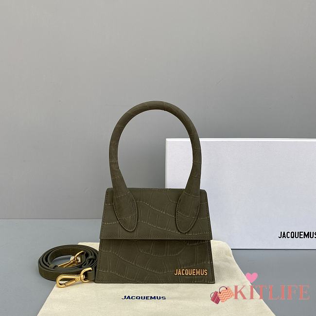 Kitlife Jacquemus Le Chiquito Signature croco Top handle bag green - 18x15.5x8cm - 1