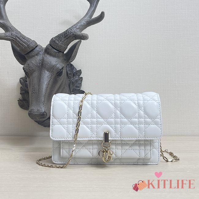 Kitkife Lady Dior Chain Pouch White Cannage Lambskin - S0937O - 19.5 x 12.5 x 5 cm - 1