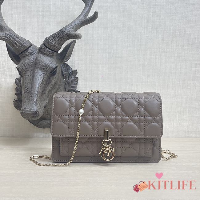 Kitkife Lady Dior Chain Pouch Warm Taupe Cannage Lambskin - S0937O - 19.5 x 12.5 x 5 cm - 1