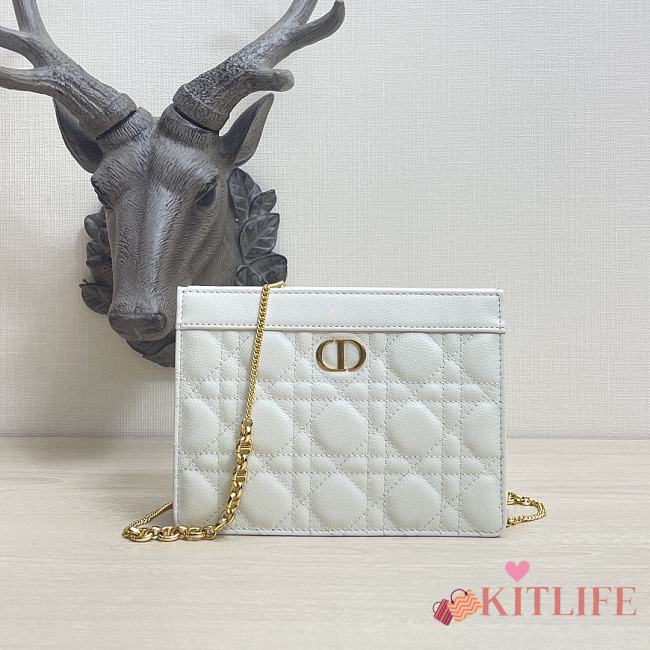 Kitlife Dior Caro Zipped Pouch With Chain White - 19x14x3 - 1