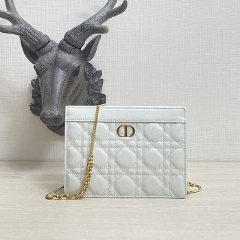 Kitlife Dior Caro Zipped Pouch With Chain White - 19x14x3