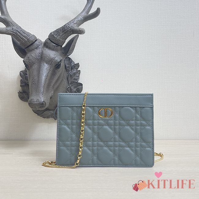 Kitlife Dior Caro Zipped Pouch With Chain Cloud Blue - 19x14x3 - 1