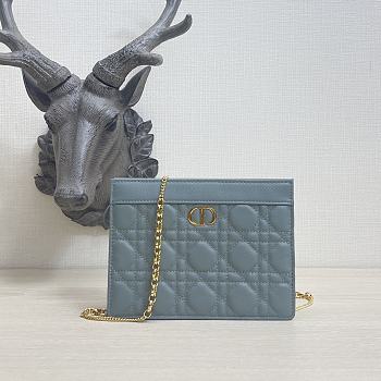 Kitlife Dior Caro Zipped Pouch With Chain Cloud Blue - 19x14x3