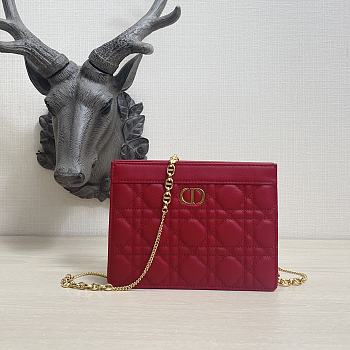 Kitlife Dior Caro Zipped Pouch With Chain Red - 19x14x3