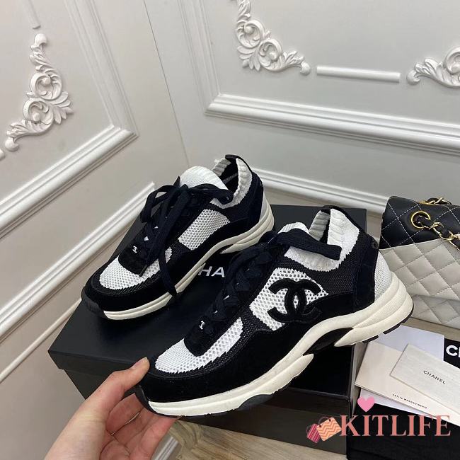Kitlife Chanel Sneaker Knit and Suede Calfskin Black and White - 1