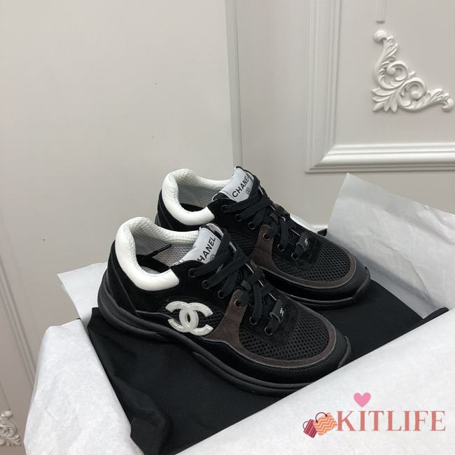 Kitlife Chanel Sneaker Fabric, Suede Calfskin & Grained Calfskin Black - 1