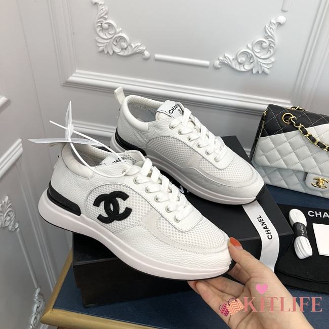 Kitlife Chanel Sneaker Fabric, Suede Calfskin & Grained Calfskin White - 1