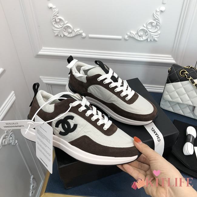 Kitlife Chanel Sneaker Fabric, Suede Calfskin & Grained Calfskin Brown - 1