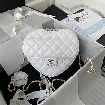 Kitlife Chanel Heart Bag Lambskin White - AS3191 - 20x17x6.5cm