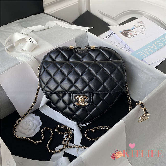 Kitlife Chanel Heart Bag Lambskin Black - AS3191 - 20x17x6.5cm - 1