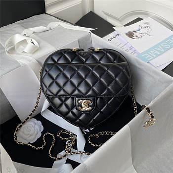 Kitlife Chanel Heart Bag Lambskin Black - AS3191 - 20x17x6.5cm