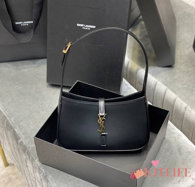 Kitlife YSL LE 5 A 7 Hobo Black Bag In Smooth Leather - 25X14X6cm - 1