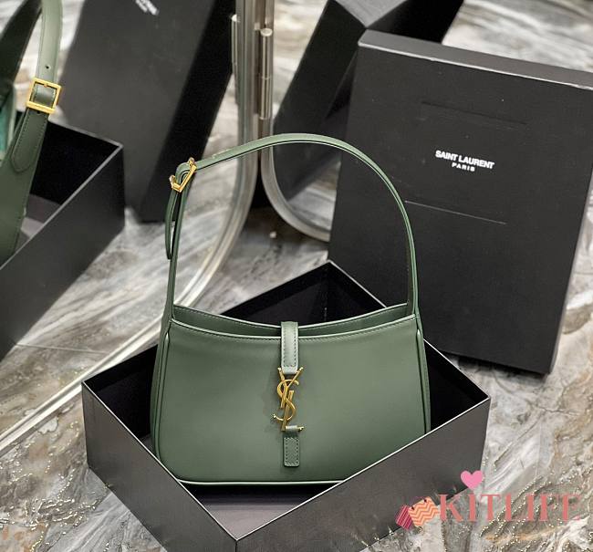 Kitlife YSL LE 5 A 7 Hobo VERT FONCE Bag In Smooth Leather - 25X14X6cm - 1