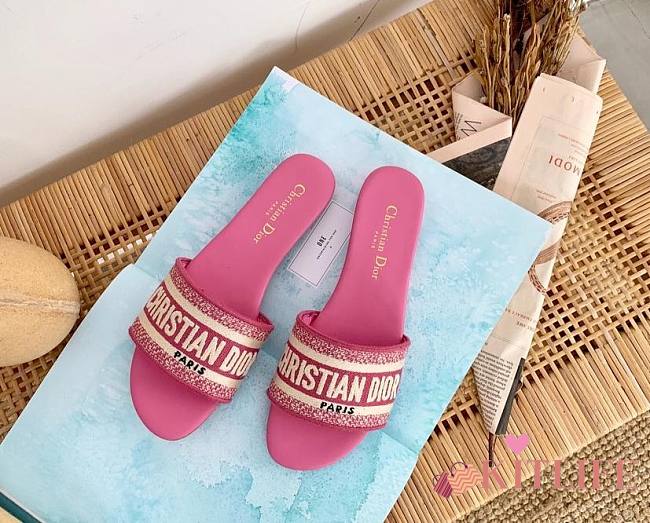Kitlife Dior Dway Slide Deep Pink Embroidery - Size EU34 - EU42 - 1