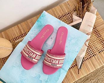 Kitlife Dior Dway Slide Deep Pink Embroidery - Size EU34 - EU42