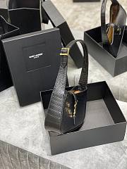 Kitlife YSL LE 5 A 7 HOBO IN BLACK CROCODILE-EMBOSSED SHINY LEATHER - 25X14X6cm - 2