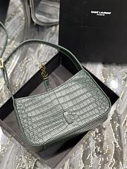 Kitlife YSL LE 5 A 7 HOBO IN GREEN CROCODILE-EMBOSSED SHINY LEATHER - 25X14X6cm - 2