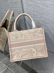 Kitlife Dior Small Book Tote Pink Toile de Jouy Stripes Embroidery - 26x8x22cm - 6