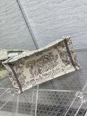 Kitlife Dior Small Book Tote Grey Toile de Jouy Stripes Embroidery - 26x8x22cm - 6