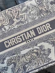 Kitlife Dior Small Book Tote Grey Toile de Jouy Stripes Embroidery - 26x8x22cm - 5