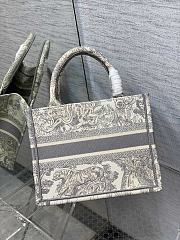 Kitlife Dior Small Book Tote Grey Toile de Jouy Stripes Embroidery - 26x8x22cm - 4