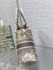 Kitlife Dior Small Book Tote Grey Toile de Jouy Stripes Embroidery - 26x8x22cm - 2